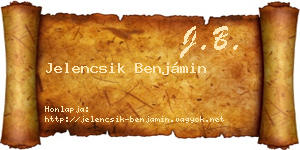 Jelencsik Benjámin névjegykártya